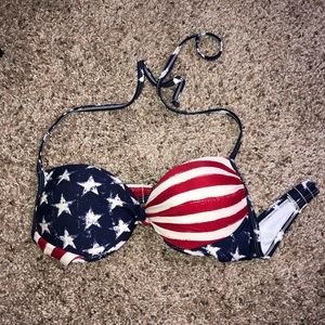 American flag padded tie top bikini top